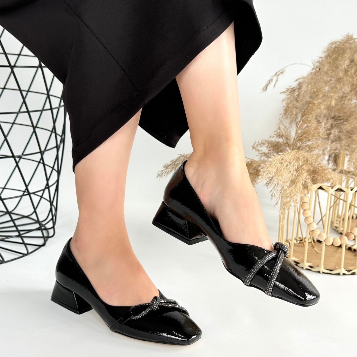 Estay Siyah Rugan Topuklu Ayakkabı - Lisinya