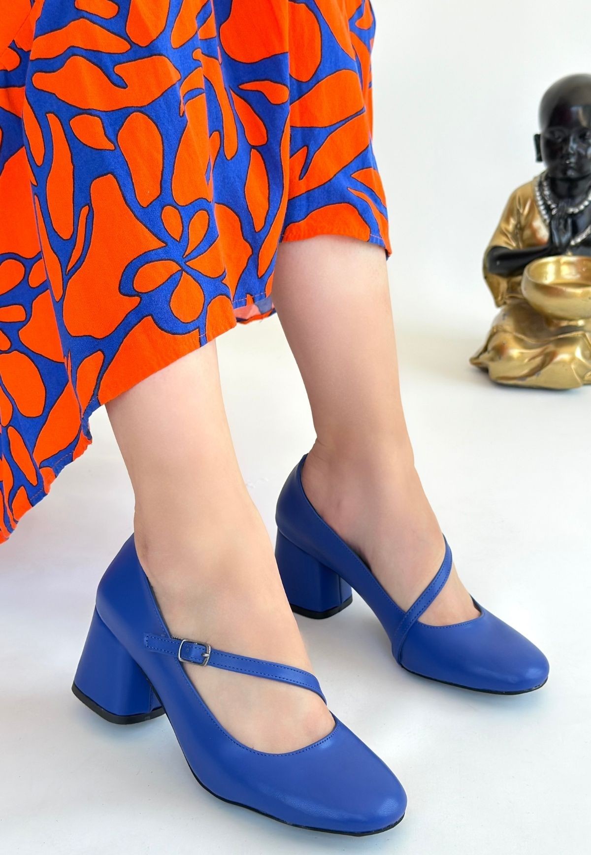 Kier Mavi Cilt Topuklu Ayakkabı - Lisinya