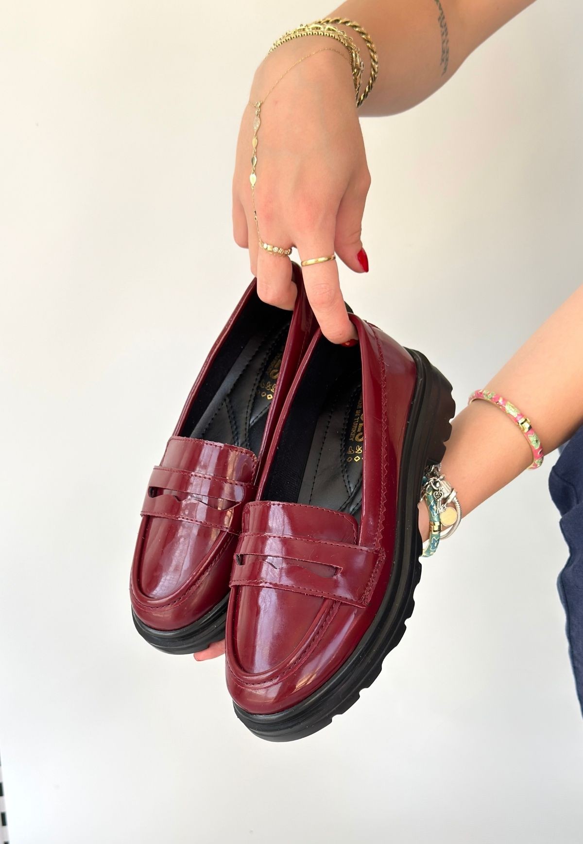 Narli Bordo Rugan Oxford Ayakkabı - Lisinya