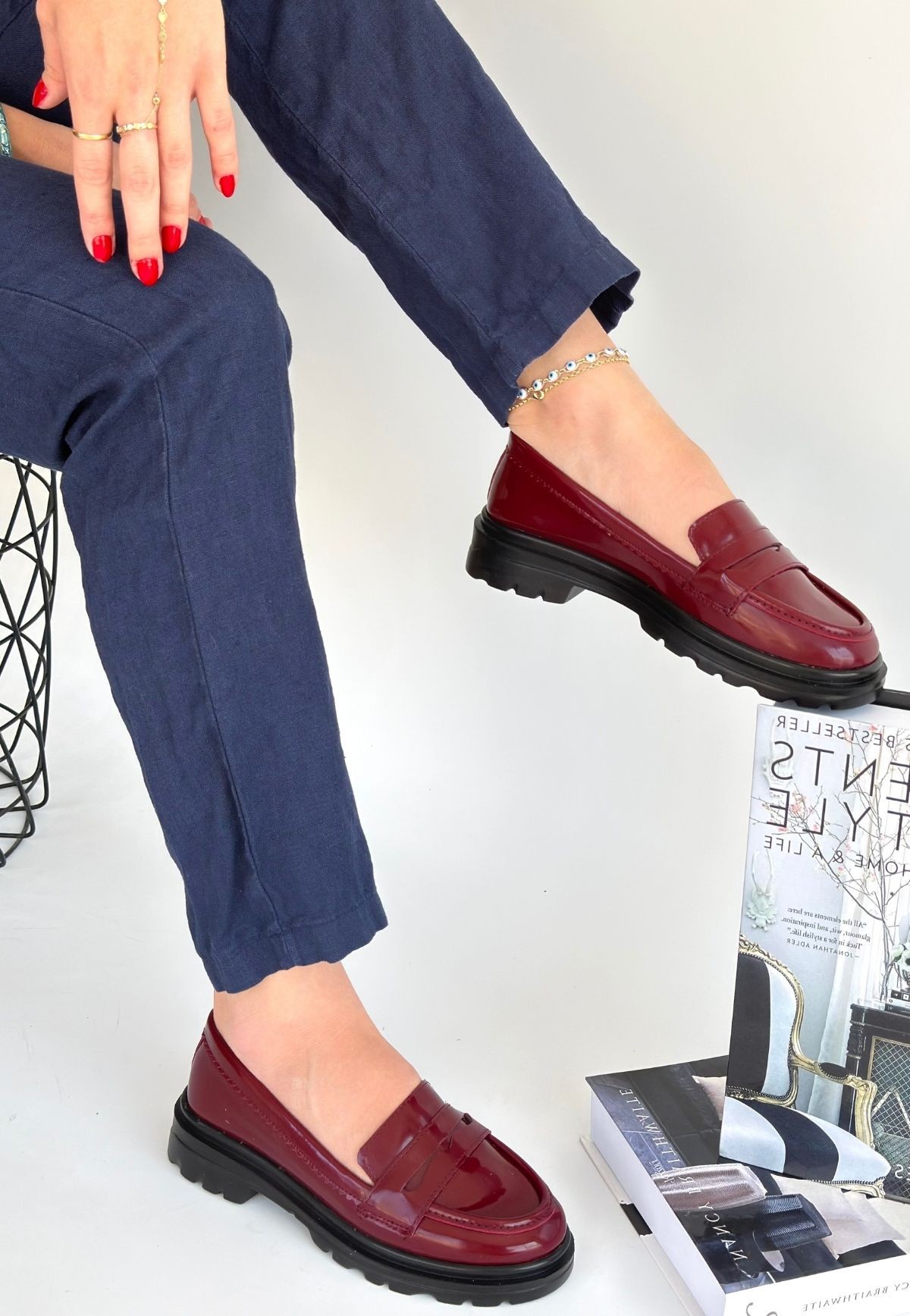 Narli Bordo Rugan Oxford Ayakkabı - Lisinya