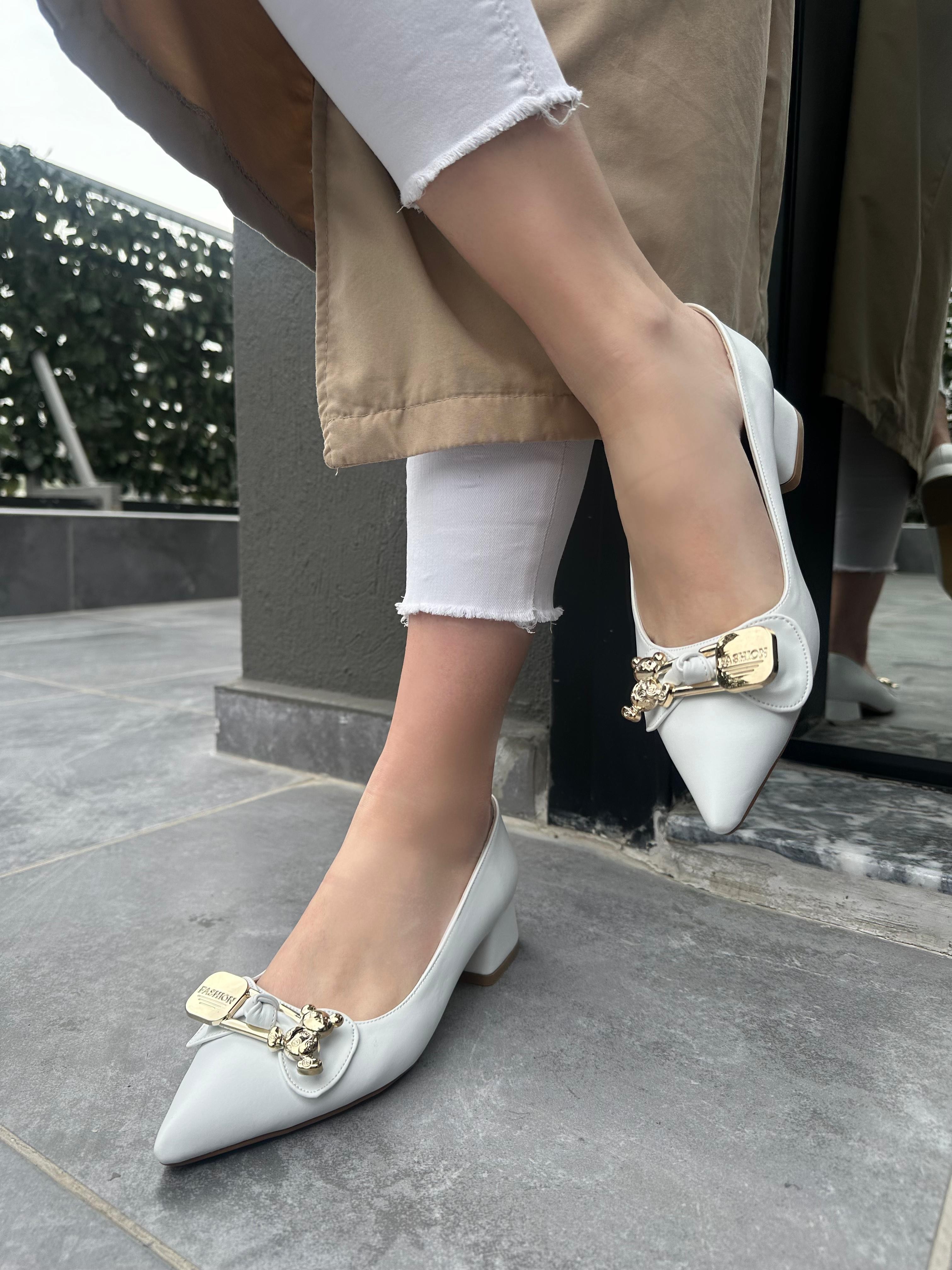 Jies Beyaz Topuklu Ayakkabı - Lisinya Jies Beyaz Topuklu Ayakkabı - Lisinya