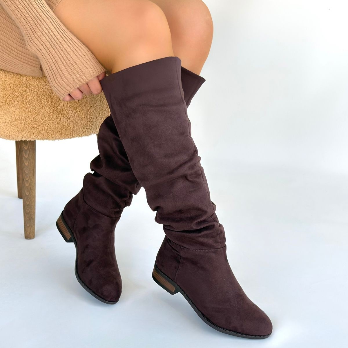 Winda Kahverengi Süet Körüklü Çizme - Lisinya