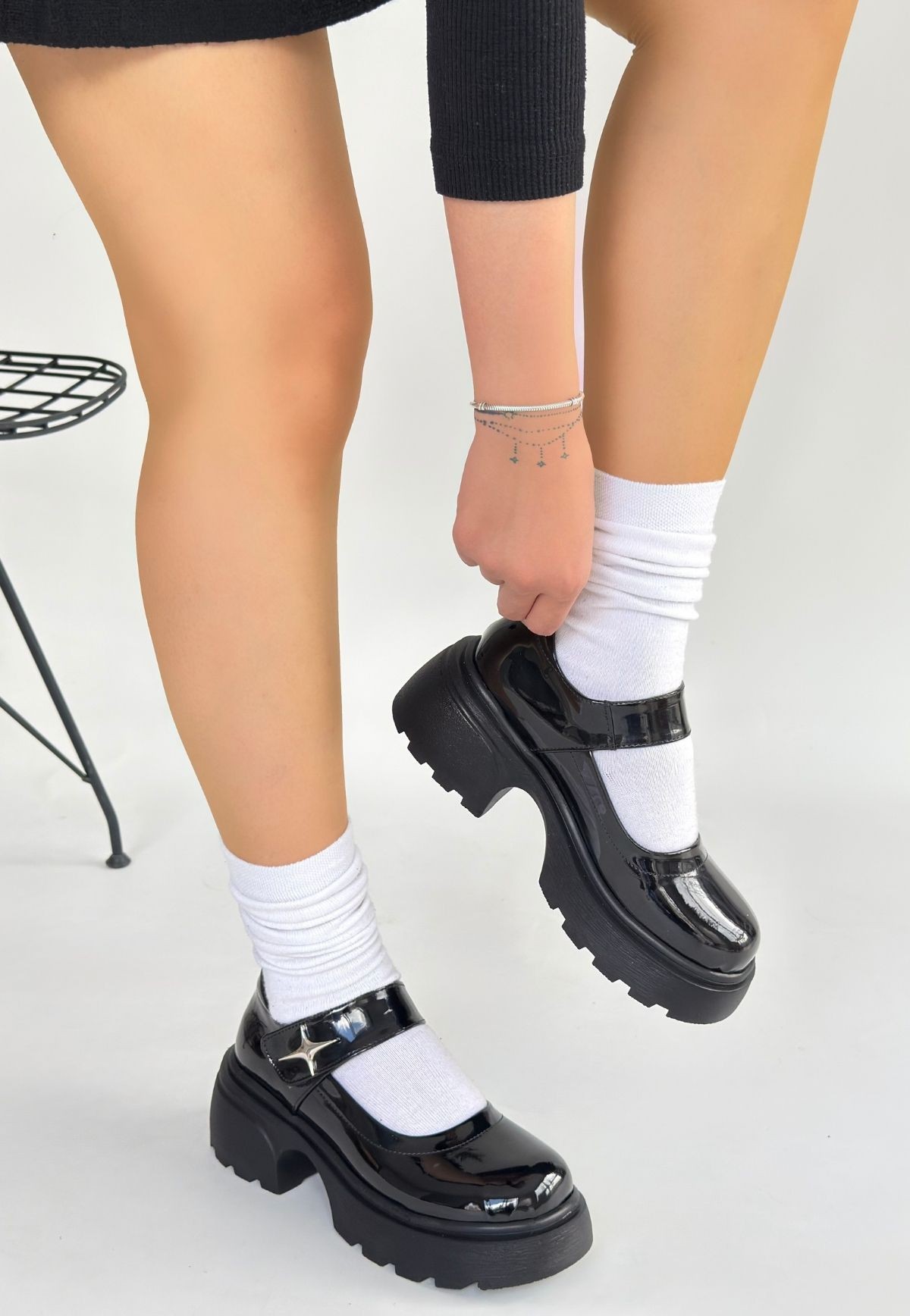 Siyat Siyah Rugan Dolgu Topuk Oxford Ayakkabı - Lisinya