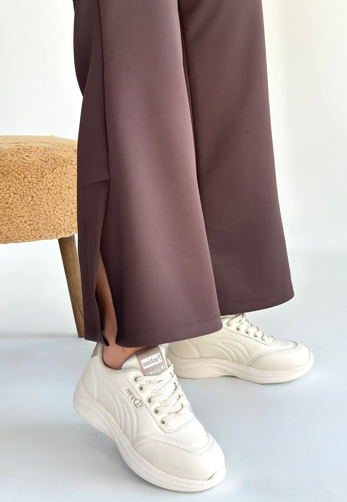 Yejja Bej Cilt Bağcıklı Spor Ayakkabı - Lisinya