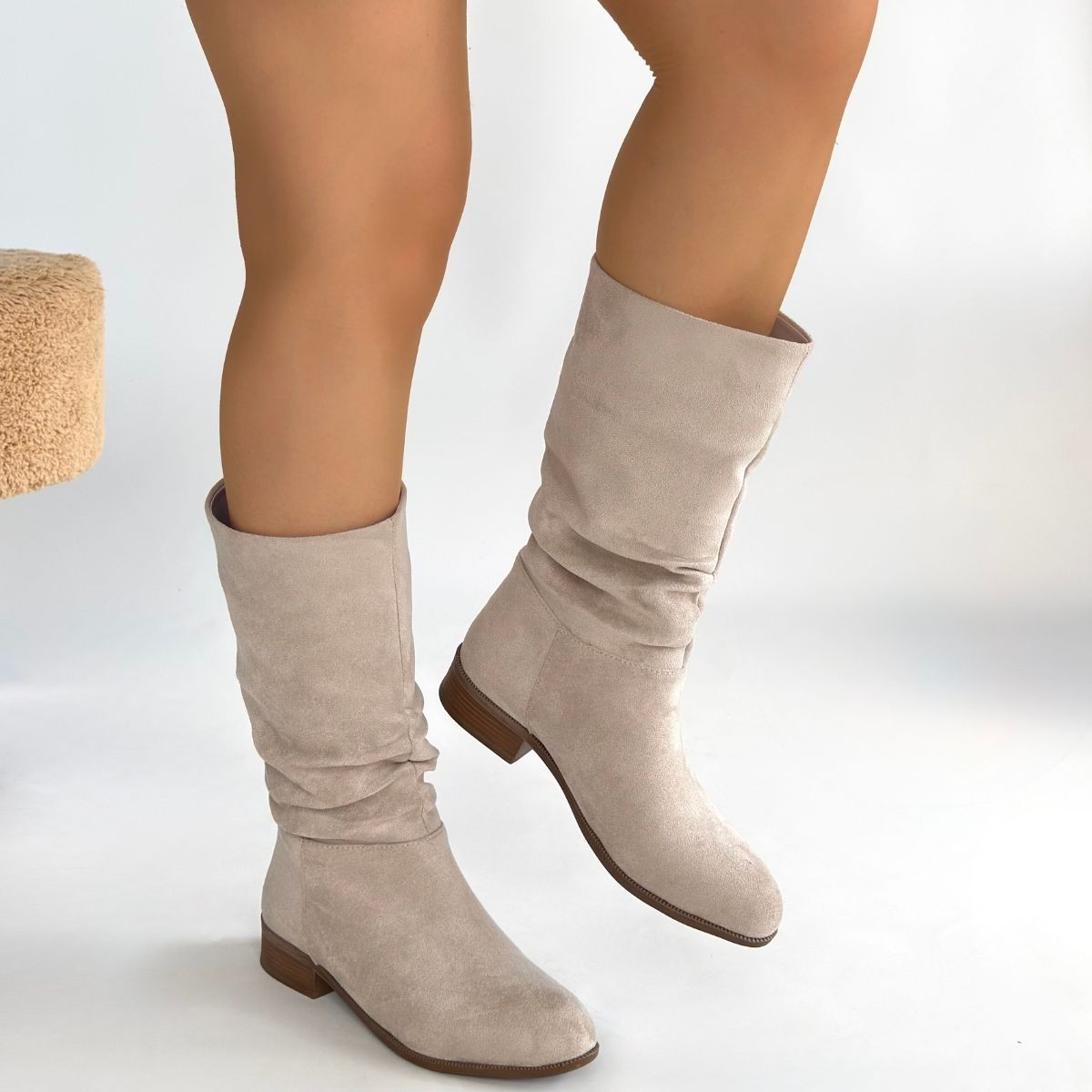 Plod Bej Süet Çizme - Lisinya Plod Bej Süet Çizme - Lisinya