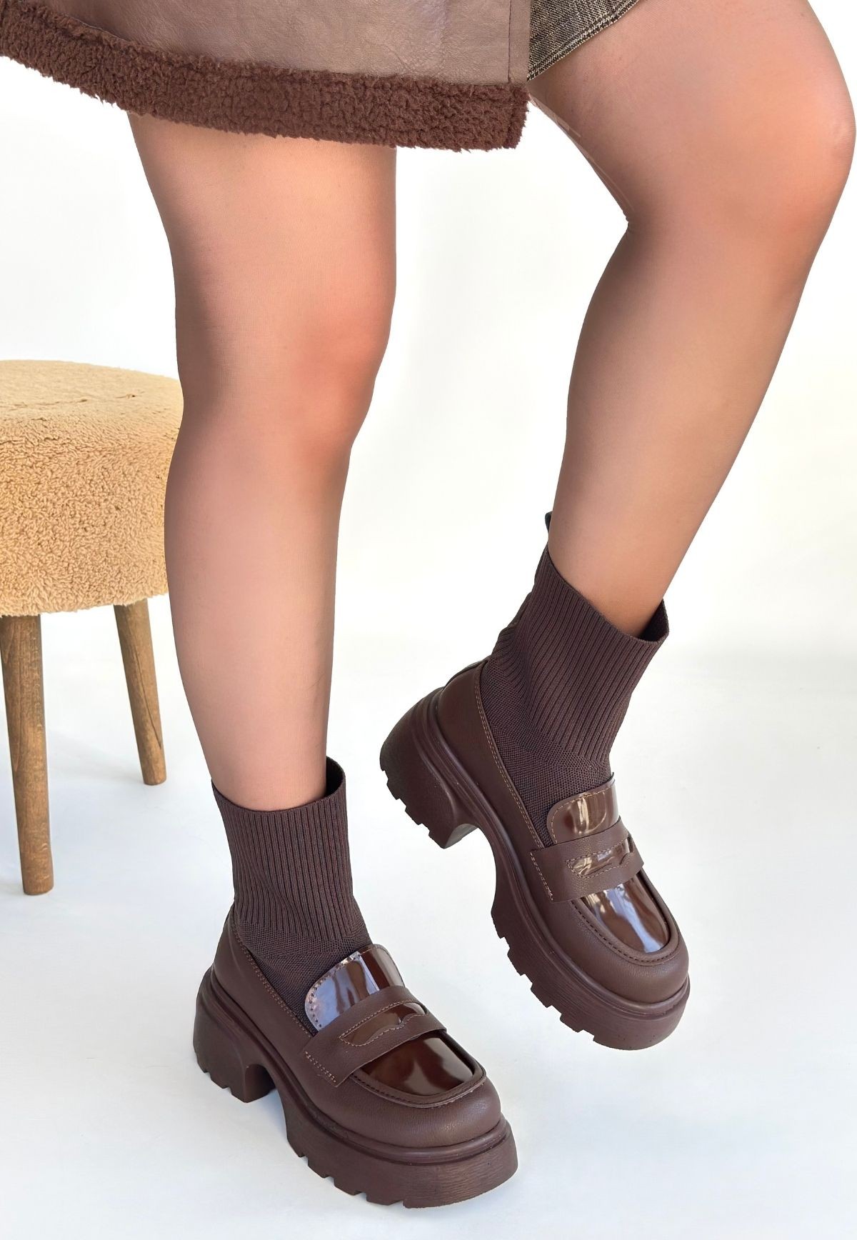 Wanye Kahverengi Cilt Cilt Streçli Bot - Lisinya Wanye Kahverengi Cilt Cilt Streçli Bot - Lisinya