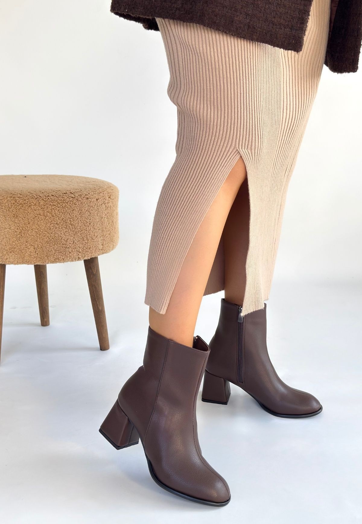 Tendy Kahverengi Cilt Topuklu Bot - Lisinya