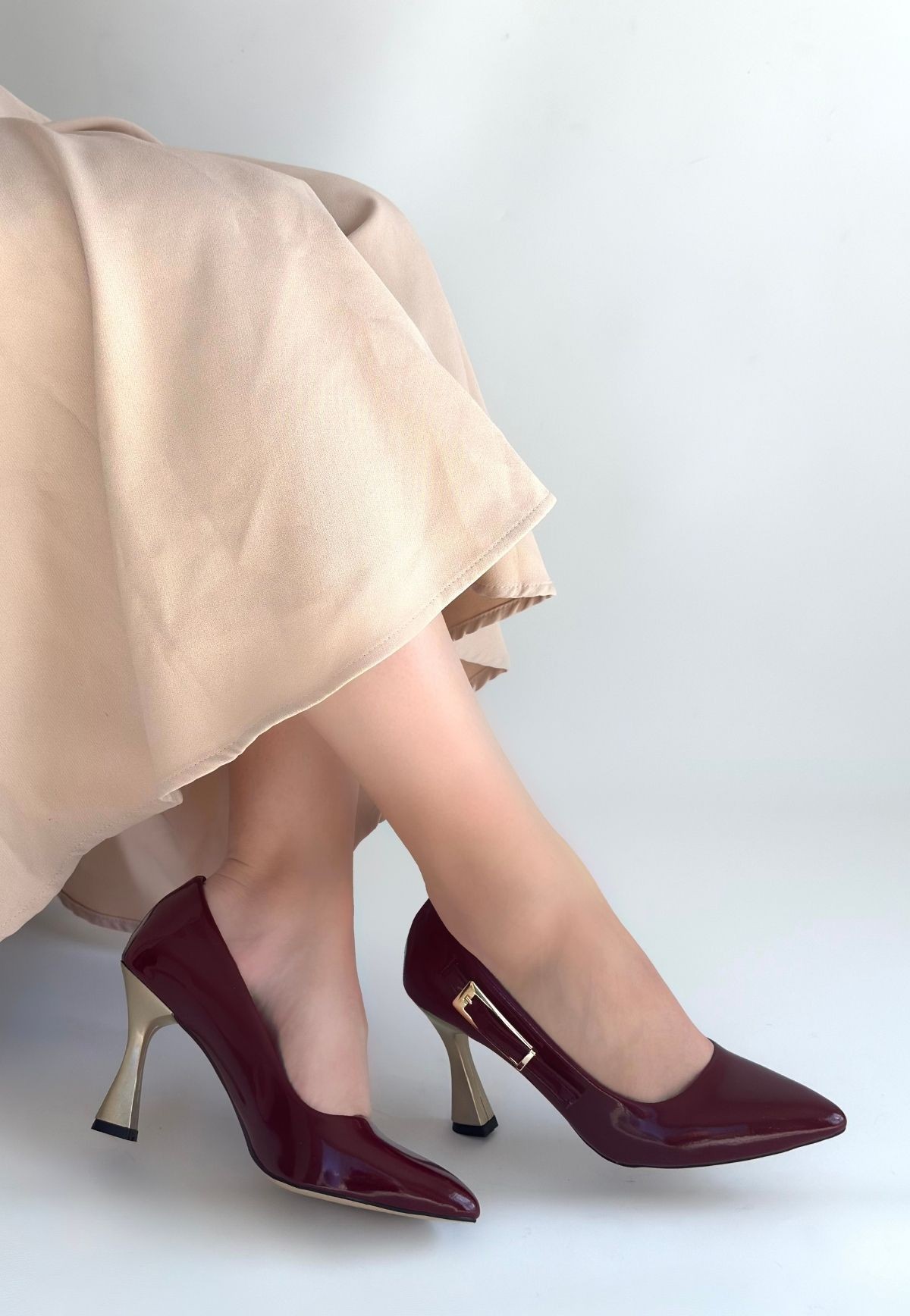 Motya Bordo Rugan Topuklu Ayakkabı - Lisinya