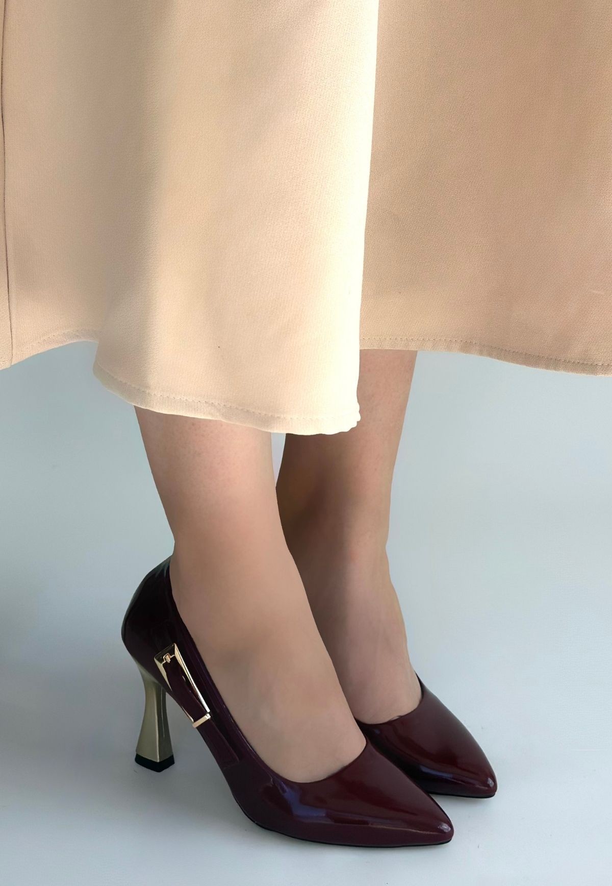 Motya Bordo Rugan Topuklu Ayakkabı - Lisinya