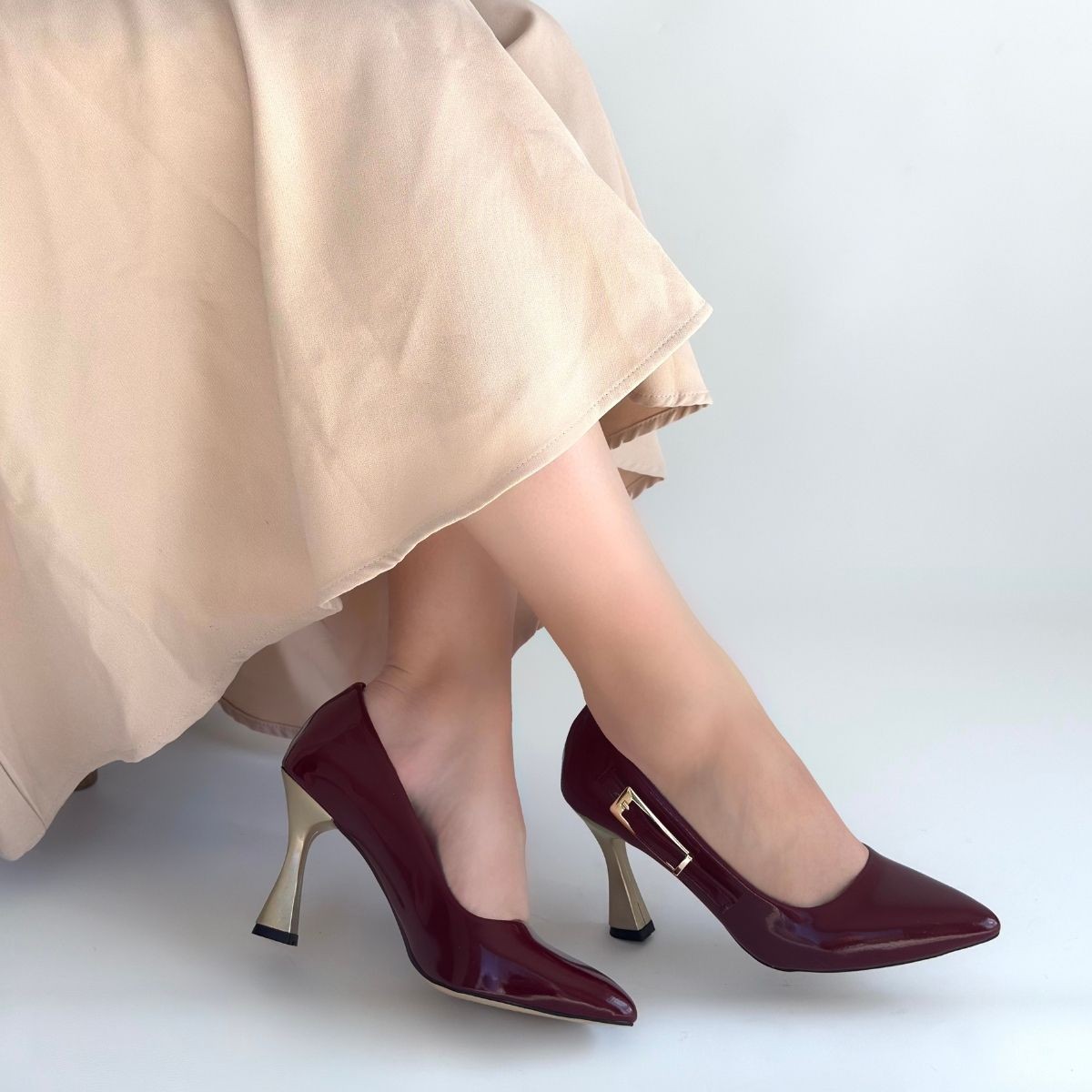 Motya Bordo Rugan Topuklu Ayakkabı - Lisinya