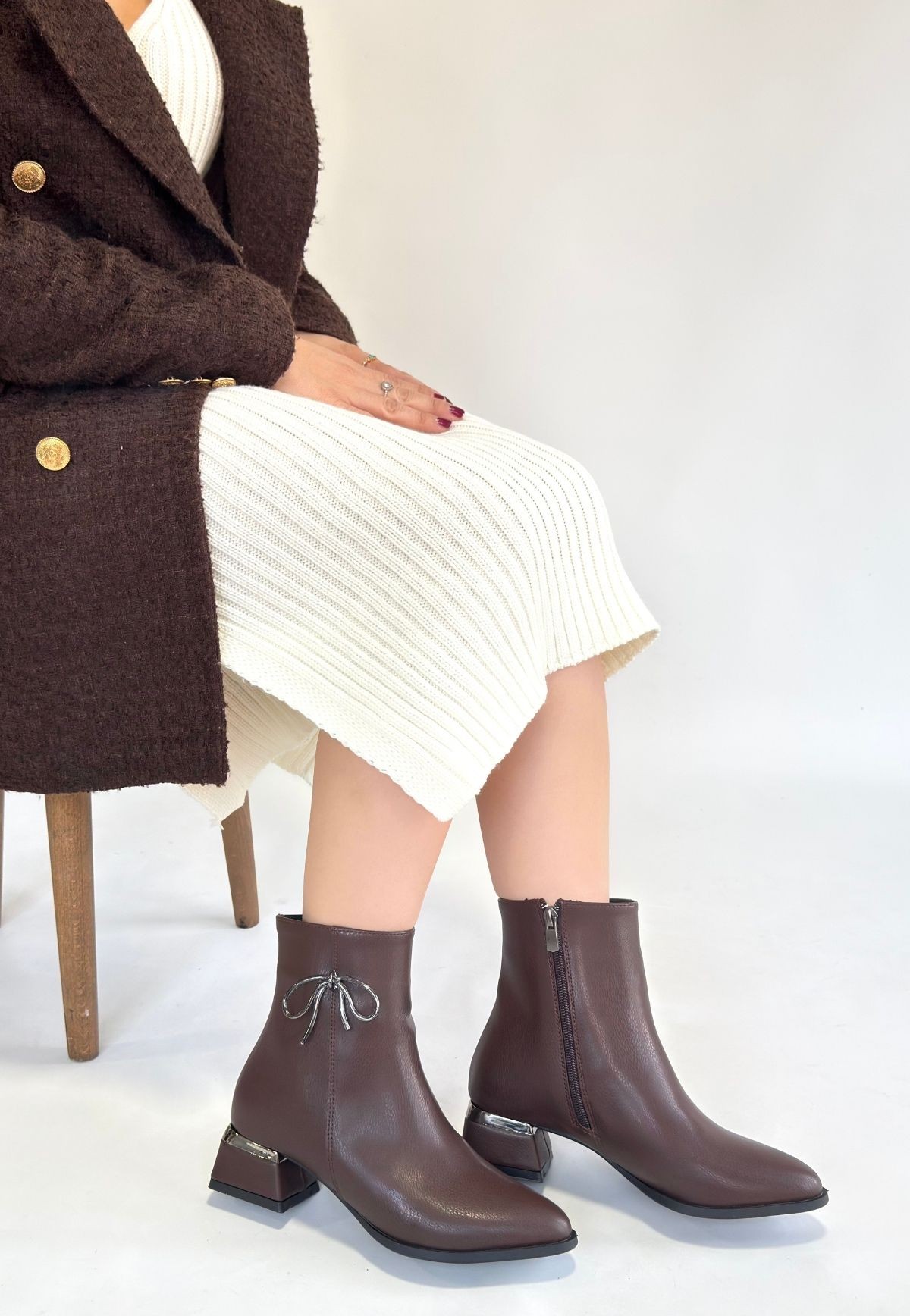 Harly Kahverengi Cilt Topuklu Bot - Lisinya