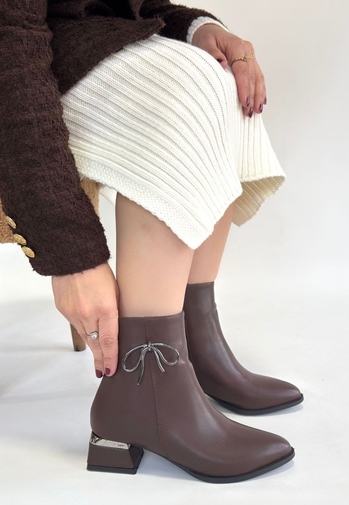 Harly Kahverengi Cilt Topuklu Bot - Lisinya