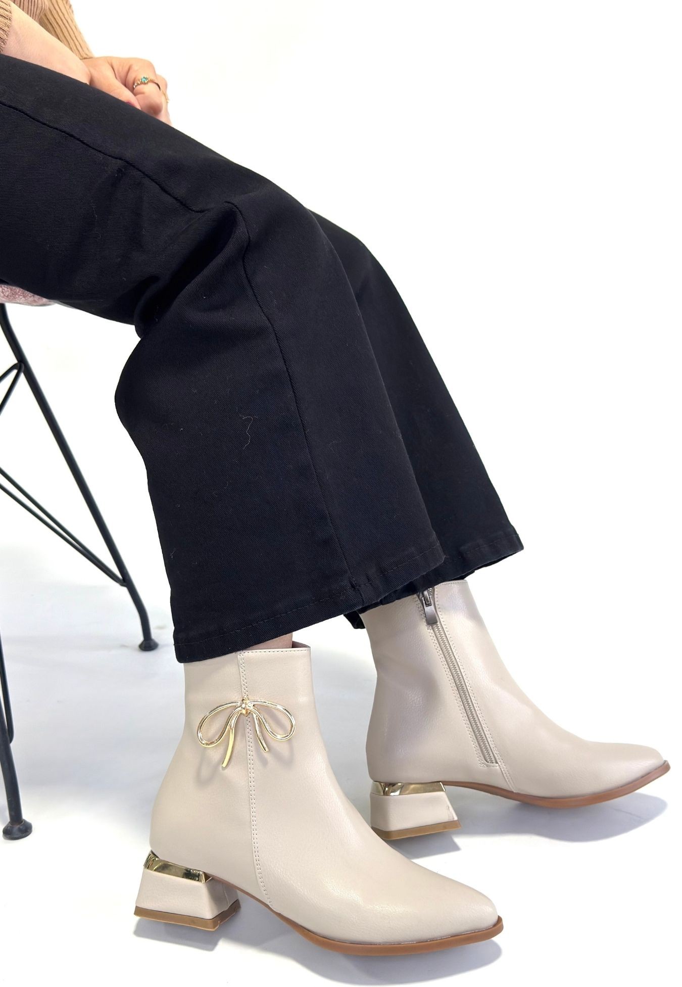 Harly Bej Cilt Topuklu Bot - Lisinya