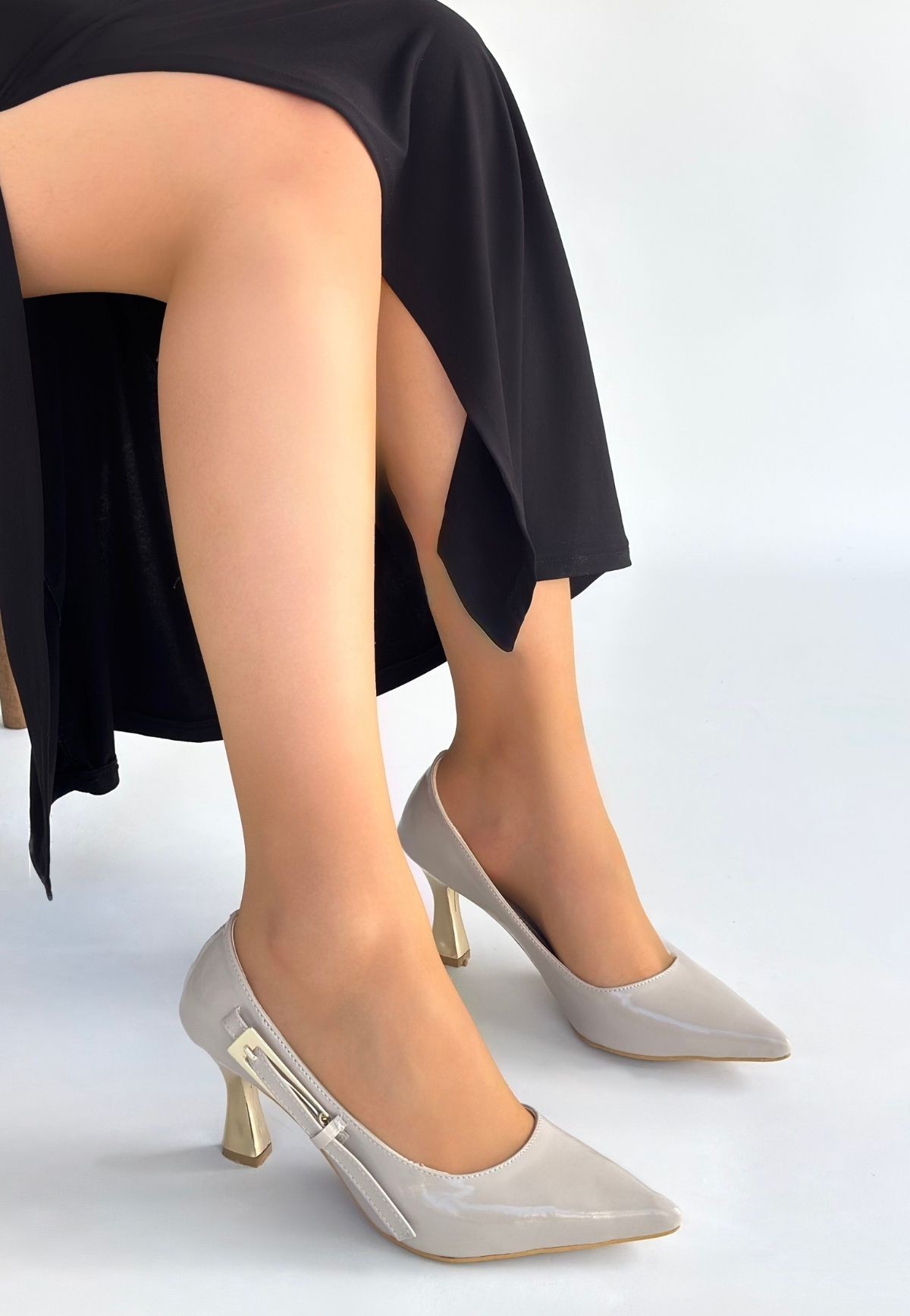 Motya Bej Rugan Topuklu Ayakkabı - Lisinya