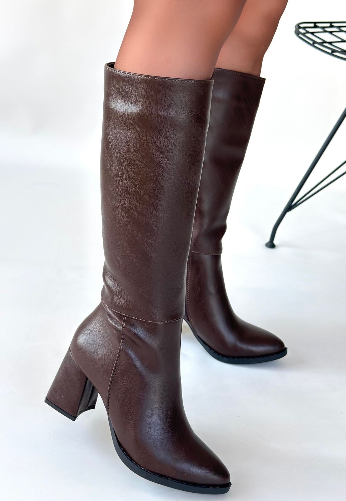 Morena Acı Kahve Cilt Topuklu Çizme - Lisinya