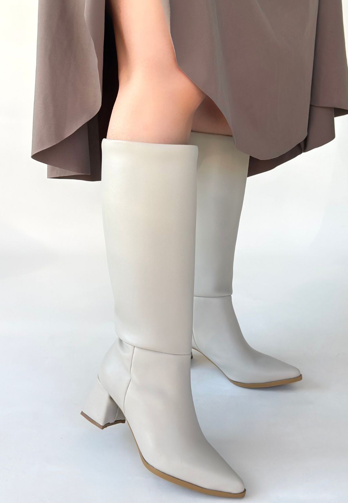 Roksa Ten Cilt Topuklu Çizme - Lisinya