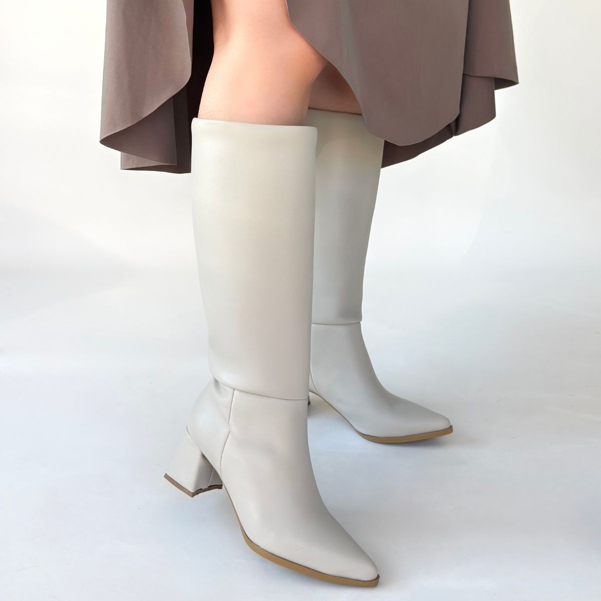 Roksa Ten Cilt Topuklu Çizme - Lisinya