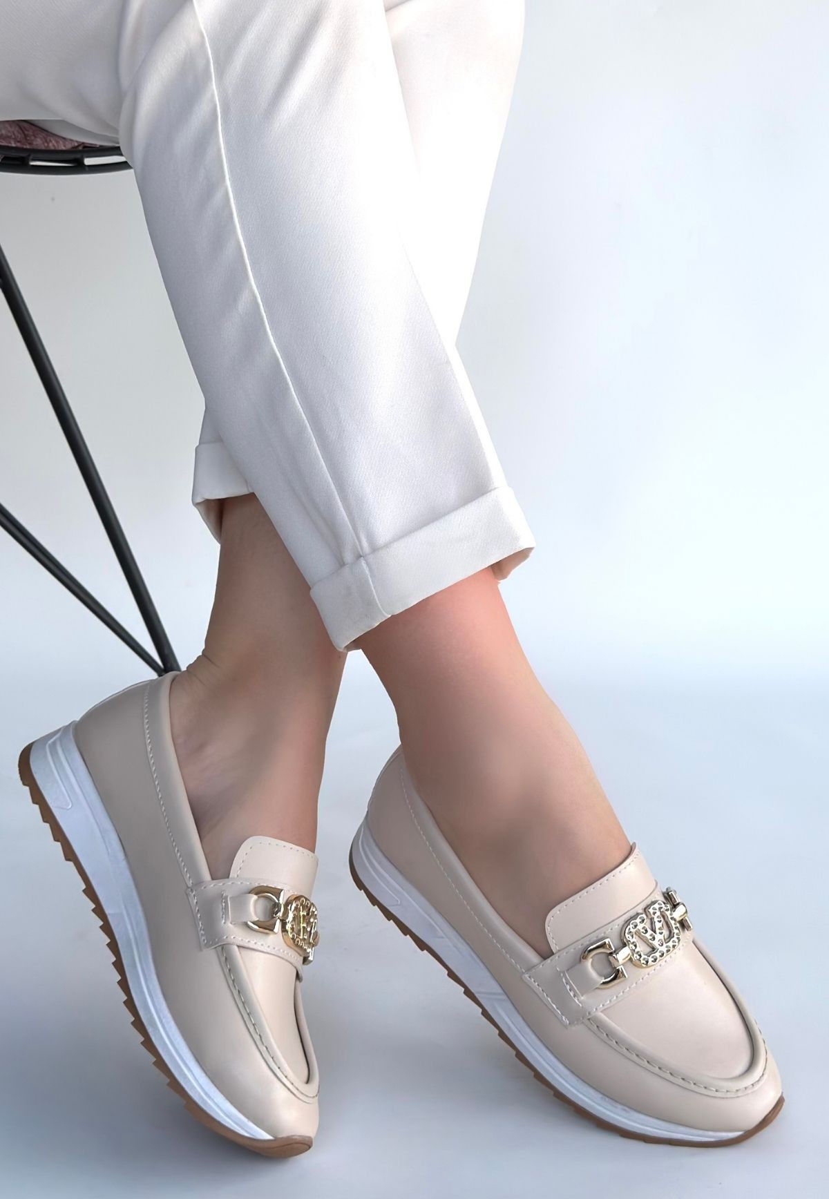 Otra Bej Cilt Babet Ayakkabı - Lisinya