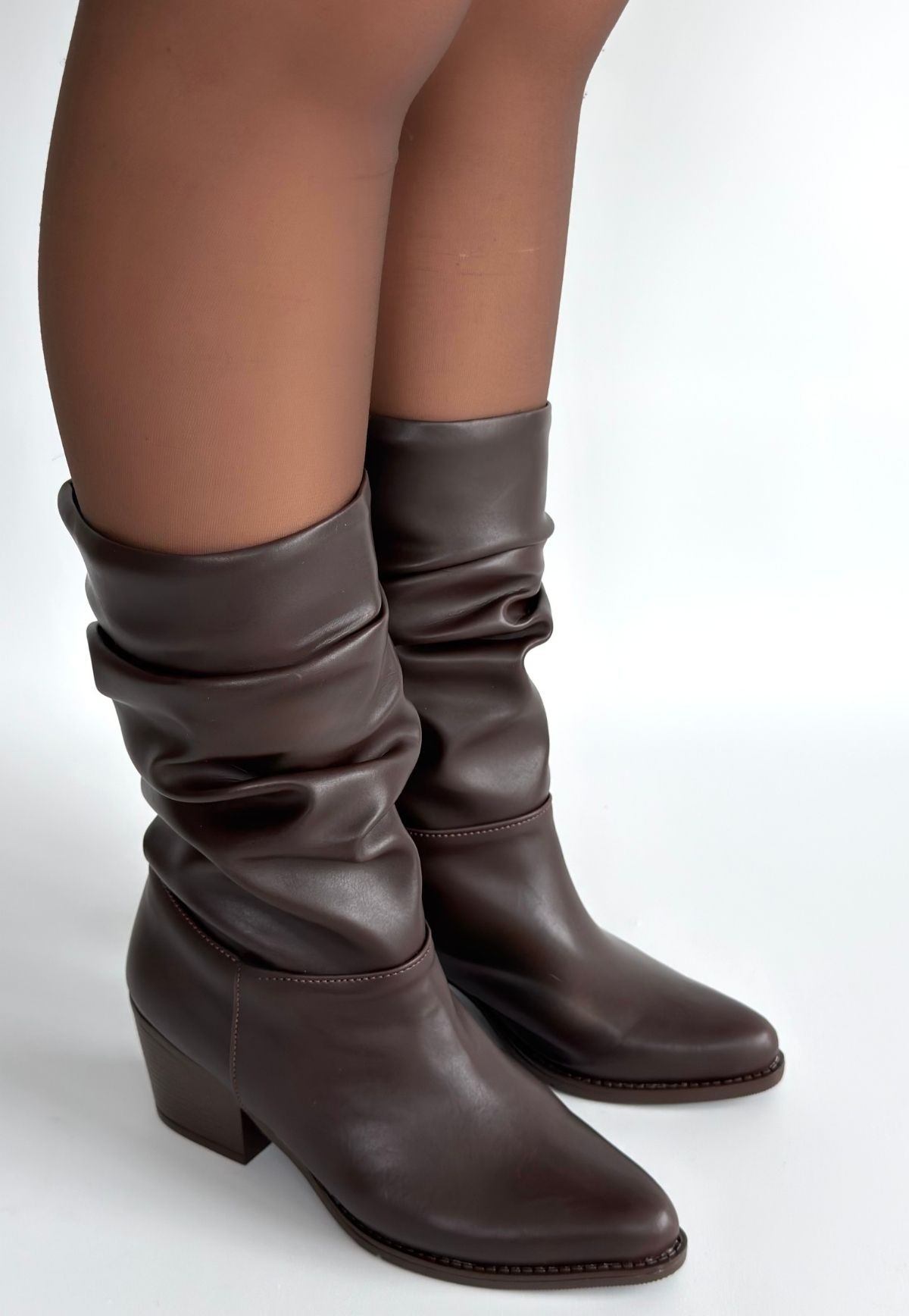 Yior Acı Kahve Cilt Topuklu Bot - Lisinya