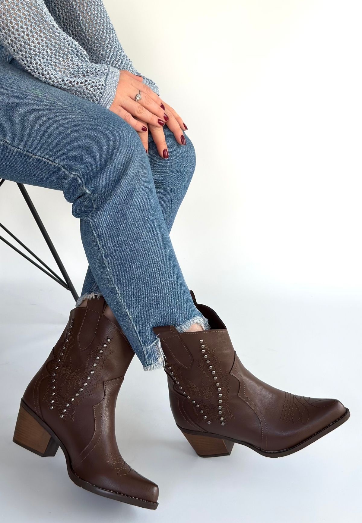 Matin Acı Kahve Cilt Topuklu Bot - Lisinya