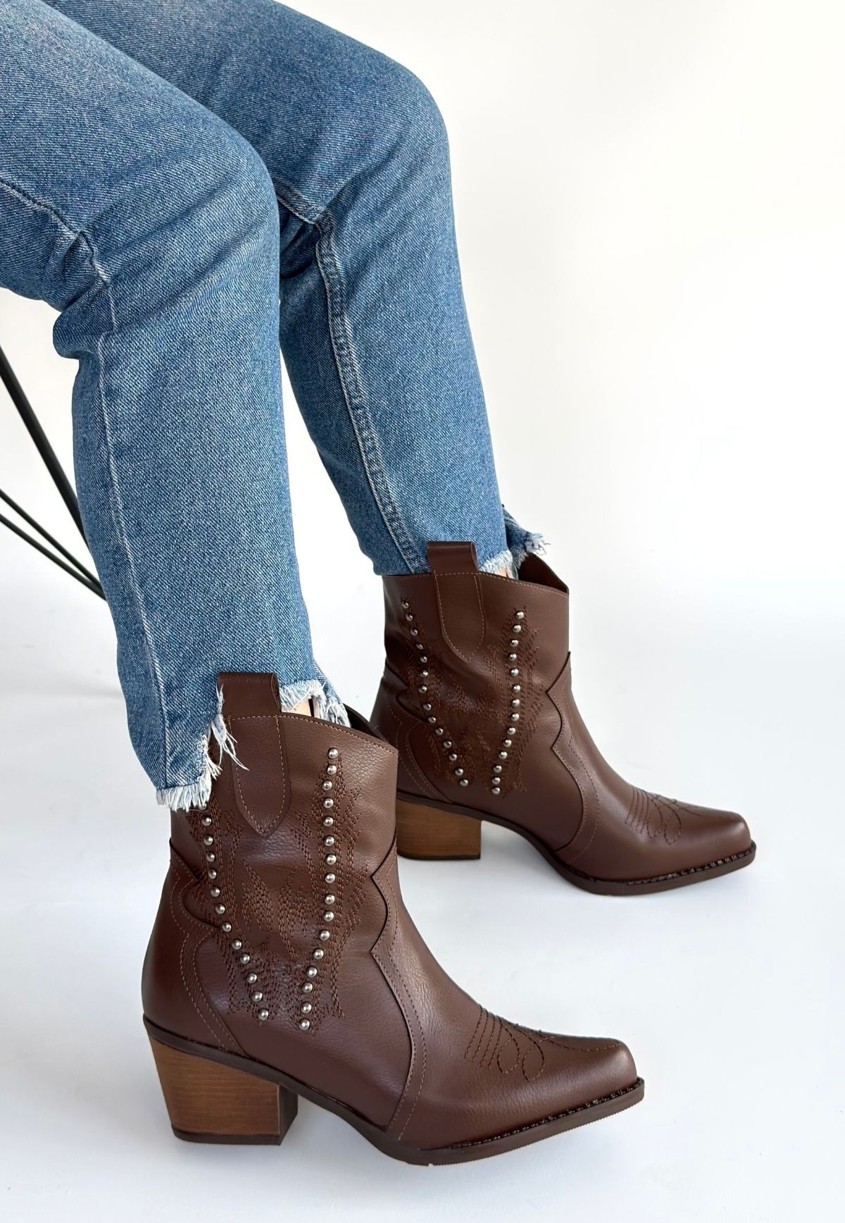 Matin Acı Kahve Cilt Topuklu Bot - Lisinya