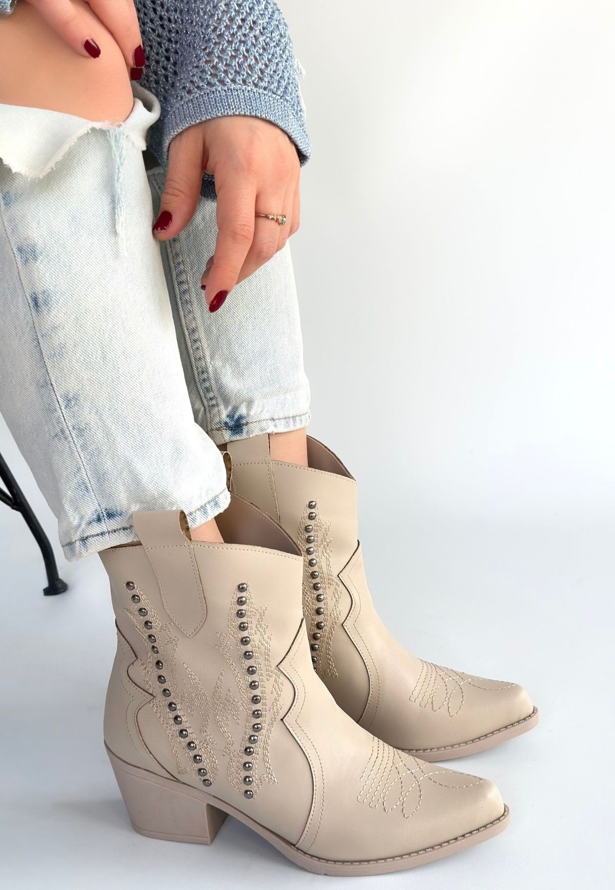 Matin Bej Cilt Topuklu Bot - Lisinya