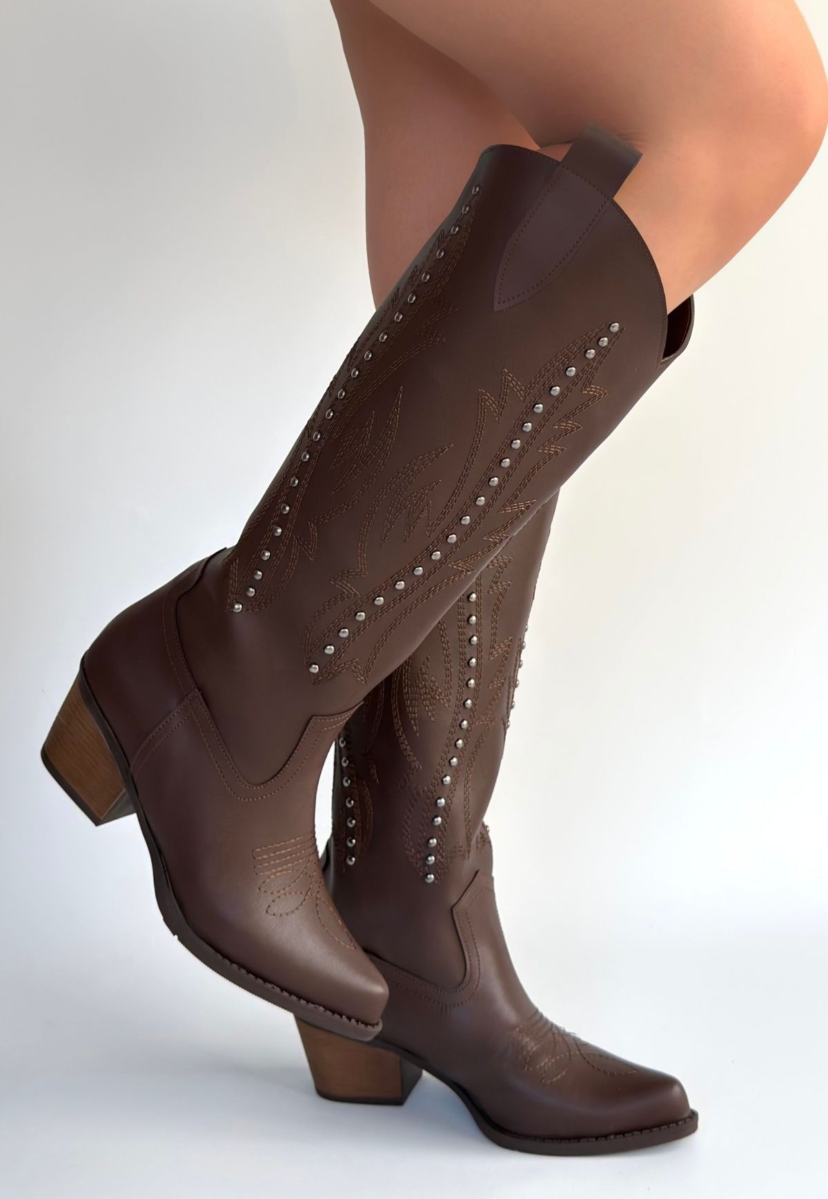 Meof Acı Kahve Cilt Topuklu Çizme - Lisinya