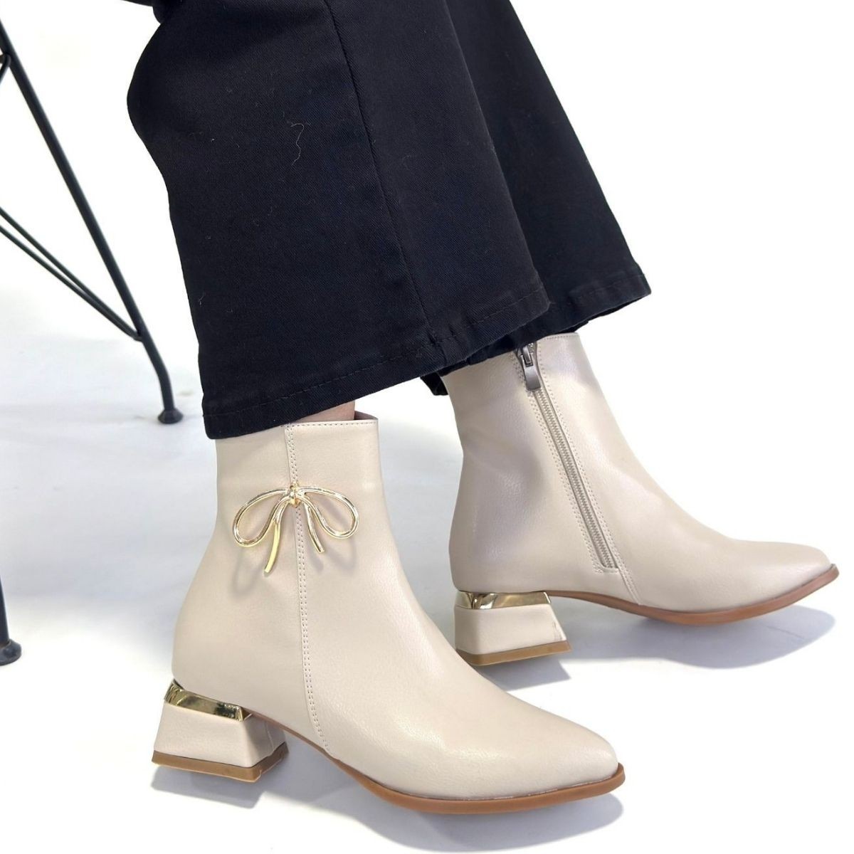 Harly Bej Cilt Topuklu Bot - Lisinya