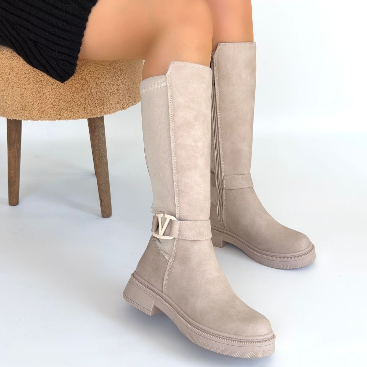 Diona Bej Nubuk Çizme - Lisinya