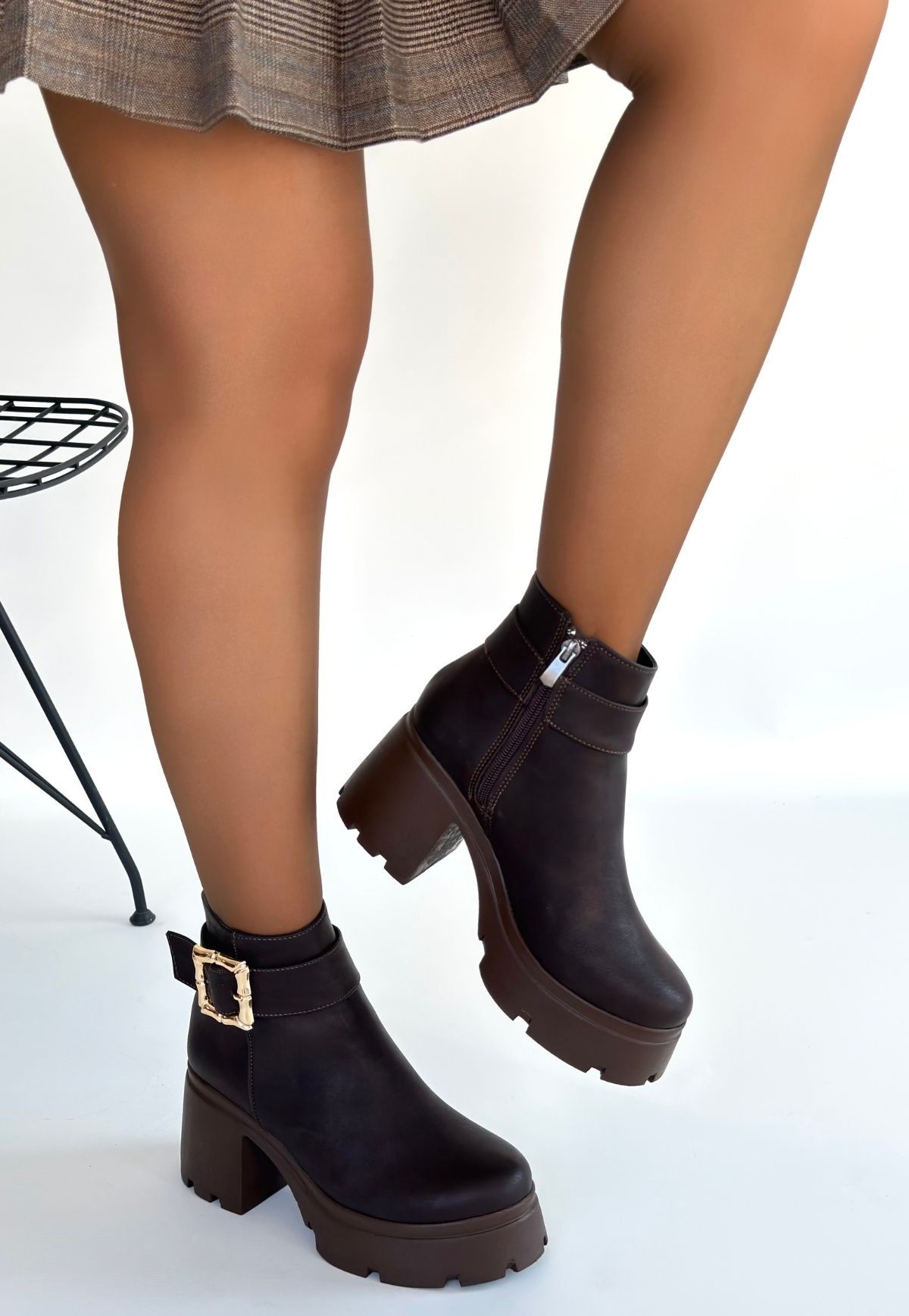 Pinma Acı Kahve Cilt Topuklu Bot - Lisinya