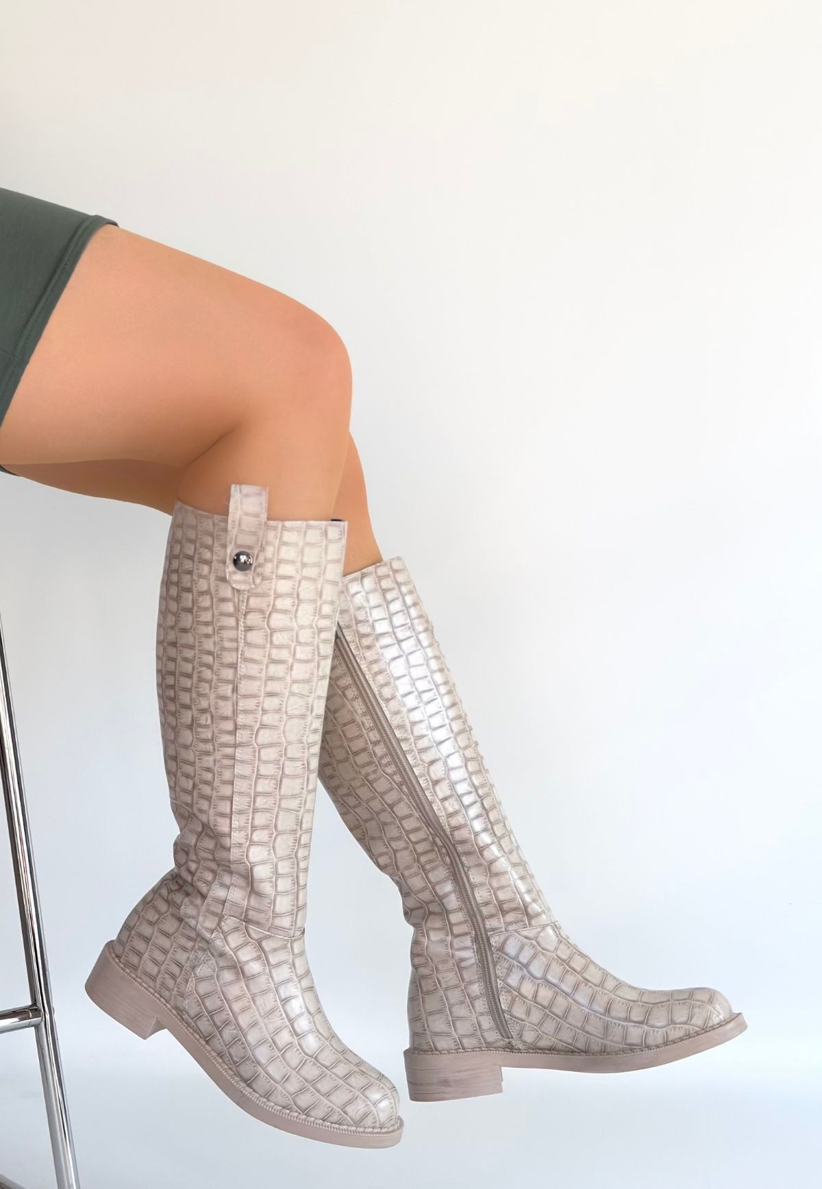 Metta Bej Cilt Desenli Çizme - Lisinya