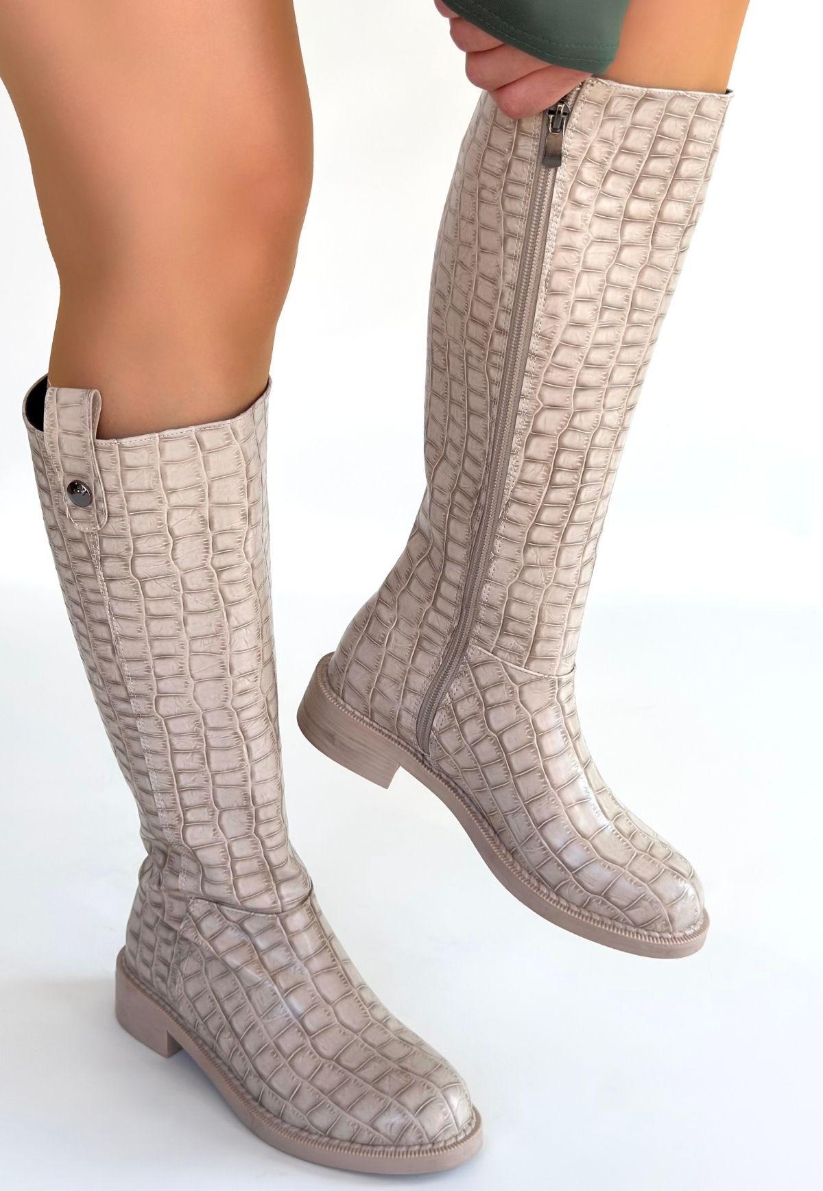 Metta Bej Cilt Desenli Çizme - Lisinya