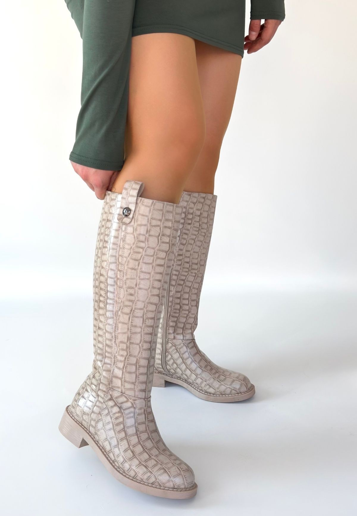 Metta Bej Cilt Desenli Çizme - Lisinya