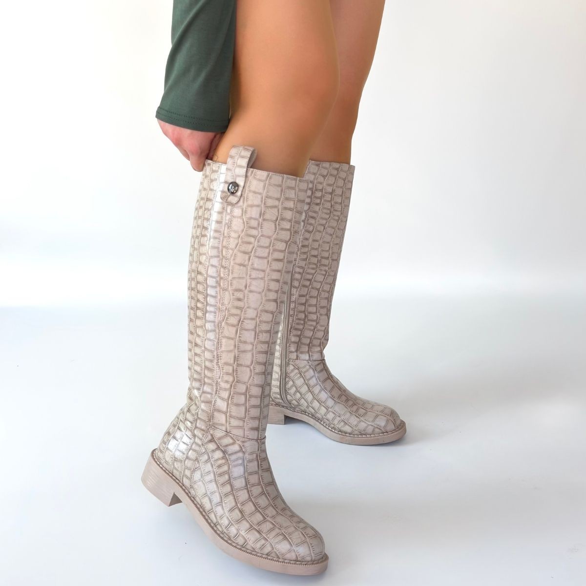 Metta Bej Cilt Desenli Çizme - Lisinya