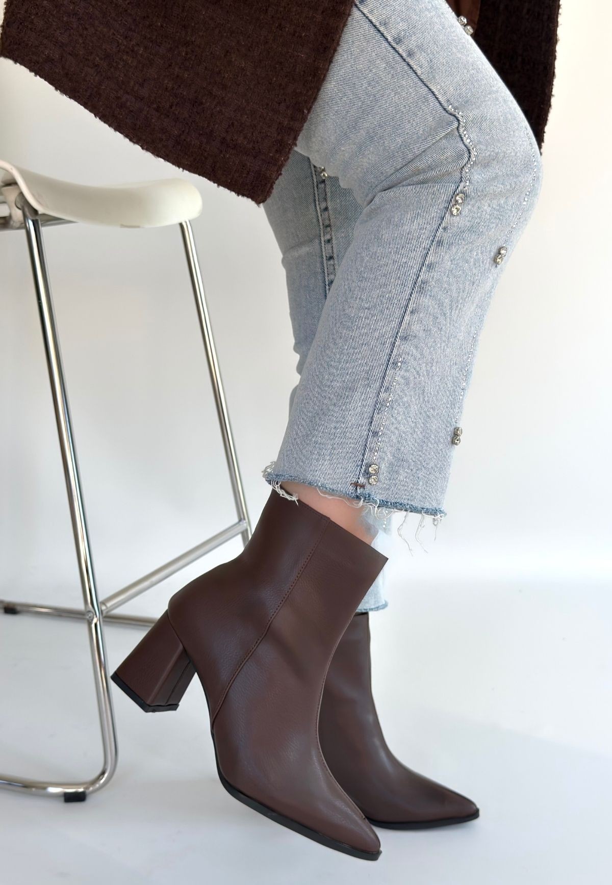 Oter Kahverengi Cilt Topuklu Bot - Lisinya