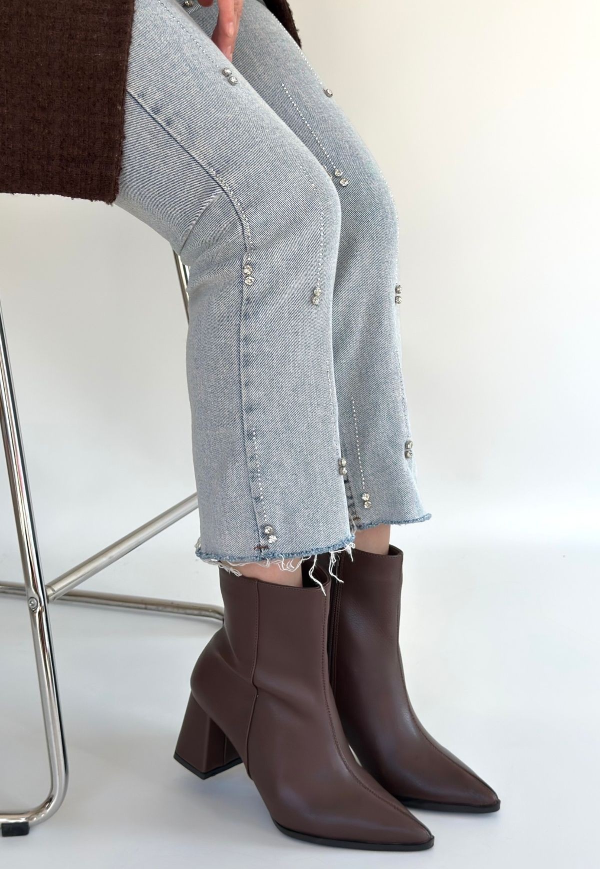 Oter Kahverengi Cilt Topuklu Bot - Lisinya