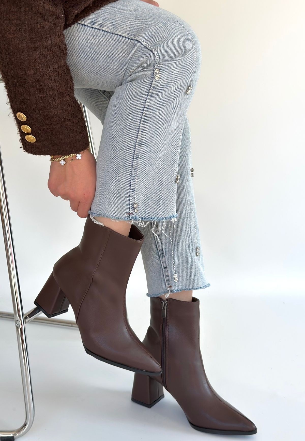 Oter Kahverengi Cilt Topuklu Bot - Lisinya