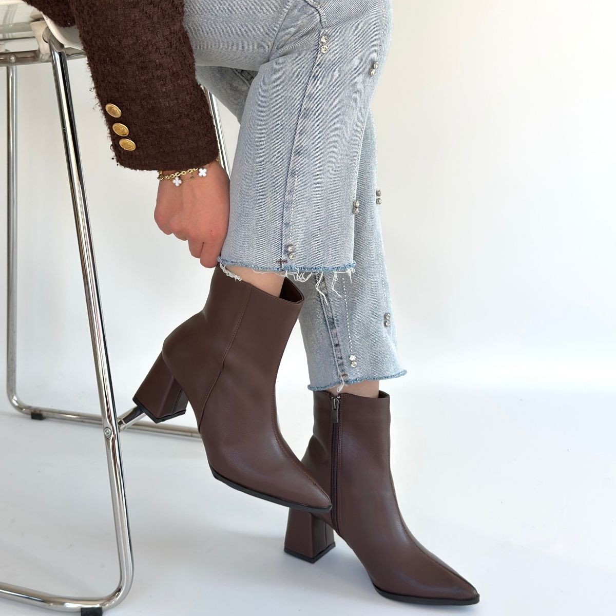 Oter Kahverengi Cilt Topuklu Bot - Lisinya