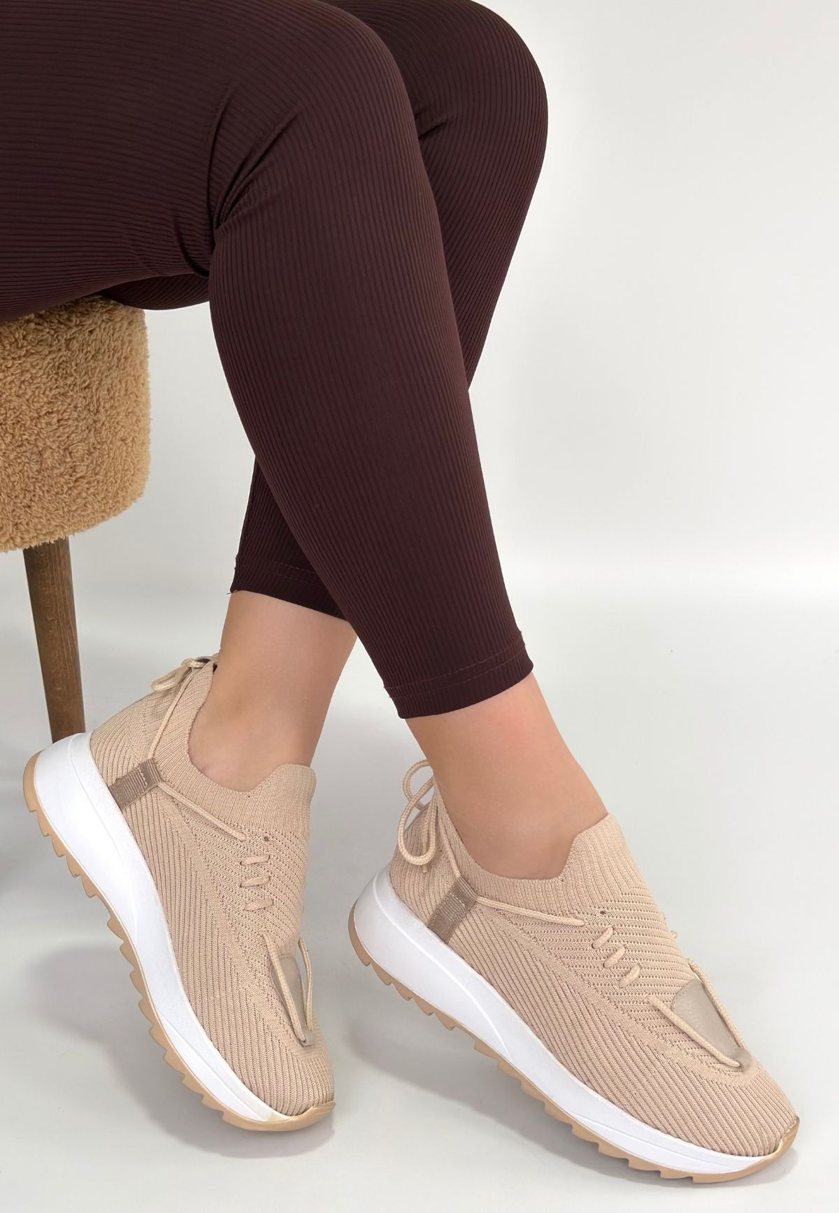 Renji Bej Triko Bağcıklı Spor Ayakkabı - Lisinya