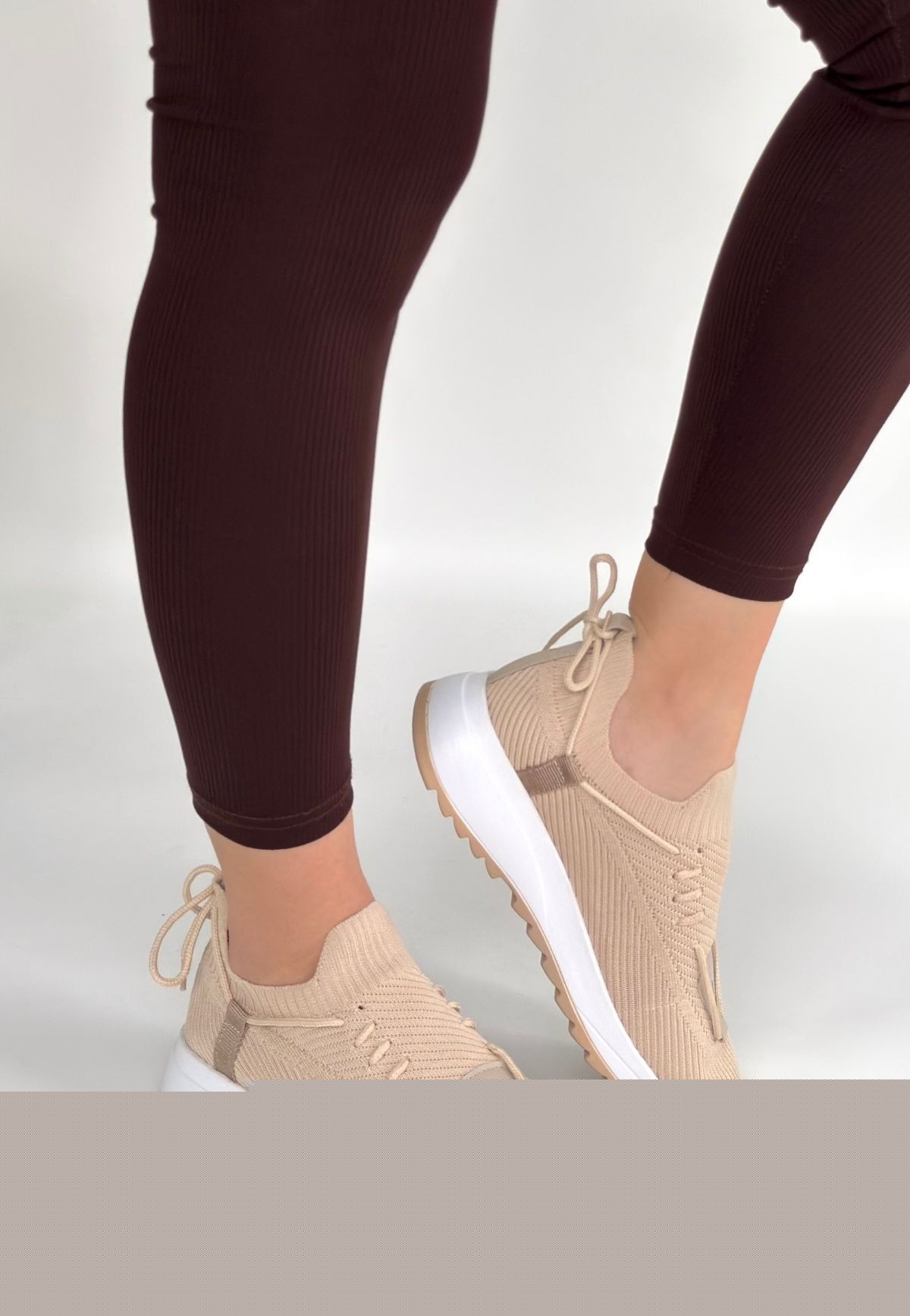 Renji Bej Triko Bağcıklı Spor Ayakkabı - Lisinya