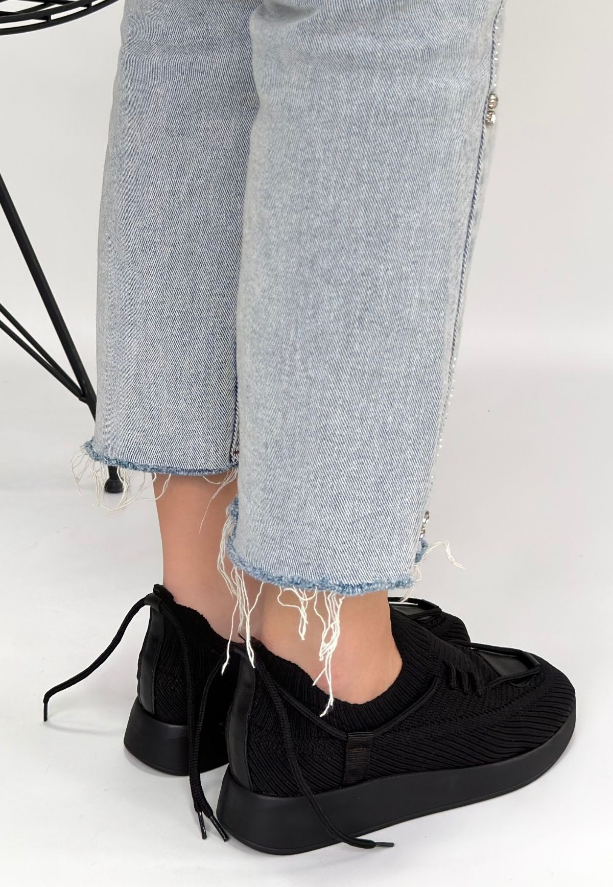 Renji Siyah Triko Bağcıklı Spor Ayakkabı - Lisinya Renji Siyah Triko Bağcıklı Spor Ayakkabı - Lisinya