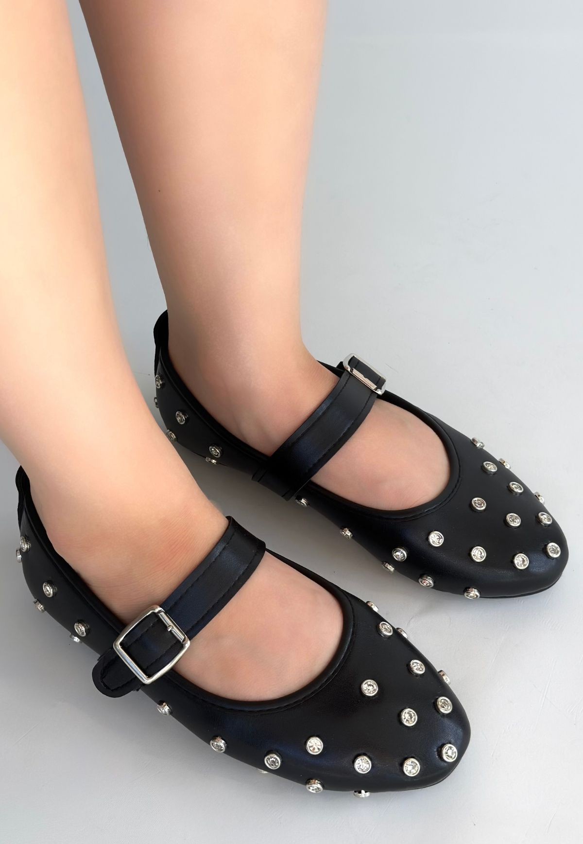 Ritta Siyah Cilt Kemerli Babet Ayakkabı - Lisinya