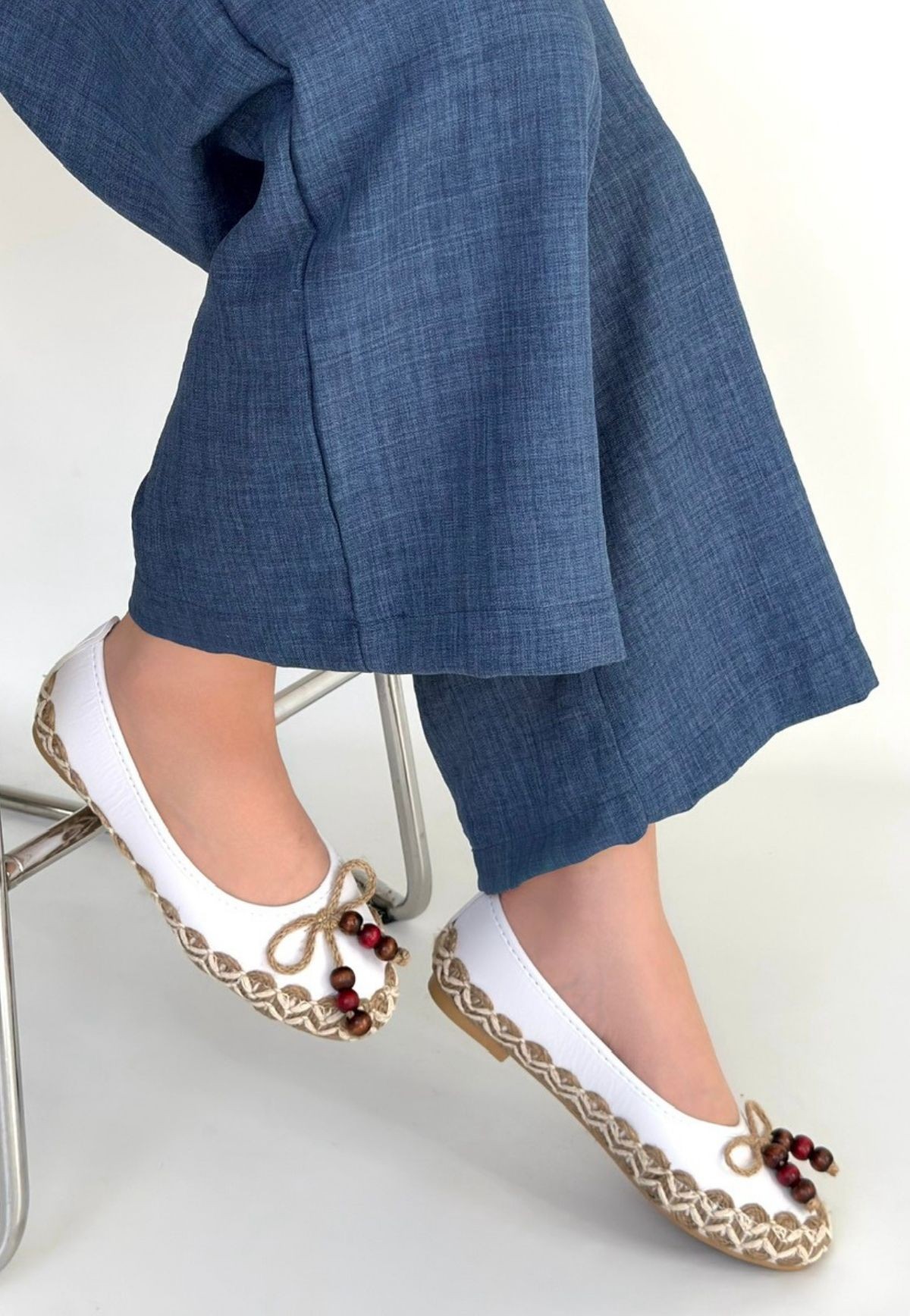 Ilwe Beyaz Cilt Babet Ayakkabı - Lisinya Ilwe Beyaz Cilt Babet Ayakkabı - Lisinya