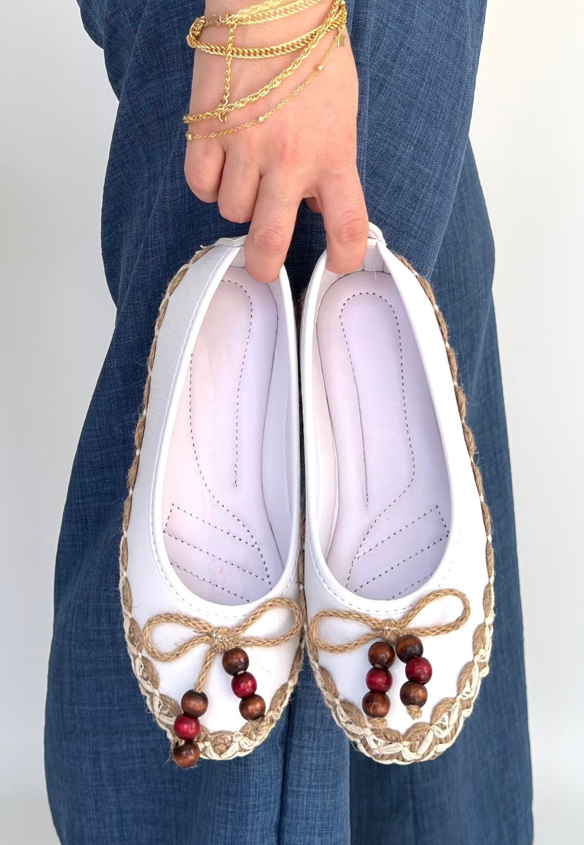 Ilwe Beyaz Cilt Babet Ayakkabı - Lisinya