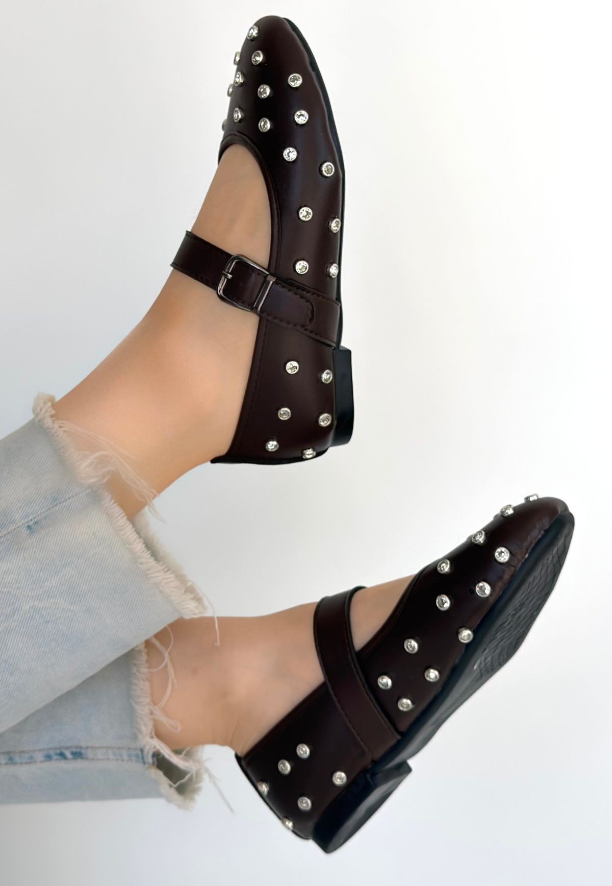 Ritta Kahverengi Cilt Kemerli Babet Ayakkabı - Lisinya