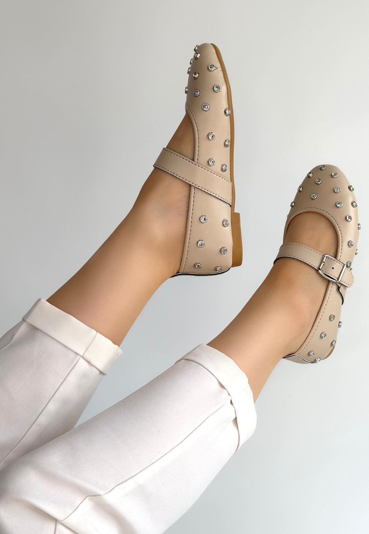 Ritta Bej Cilt Kemerli Babet Ayakkabı - Lisinya