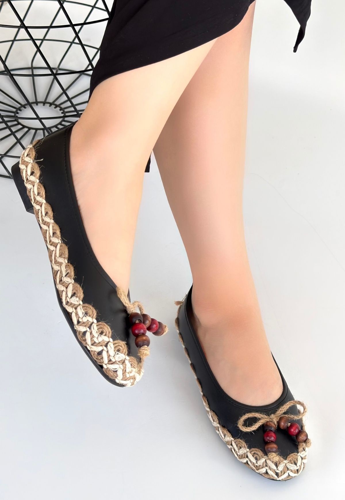 Ilwe Siyah Cilt Babet Ayakkabı - Lisinya