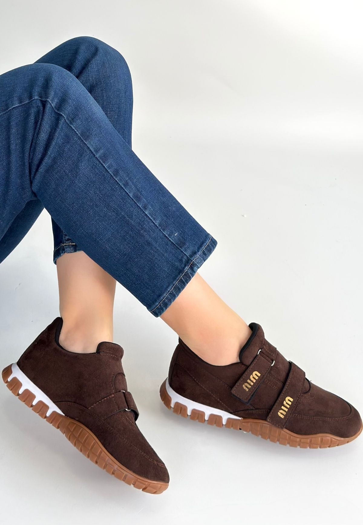 Tunga Kahverengi Süet Cırt Cırtlı Spor Ayakkabı - Lisinya