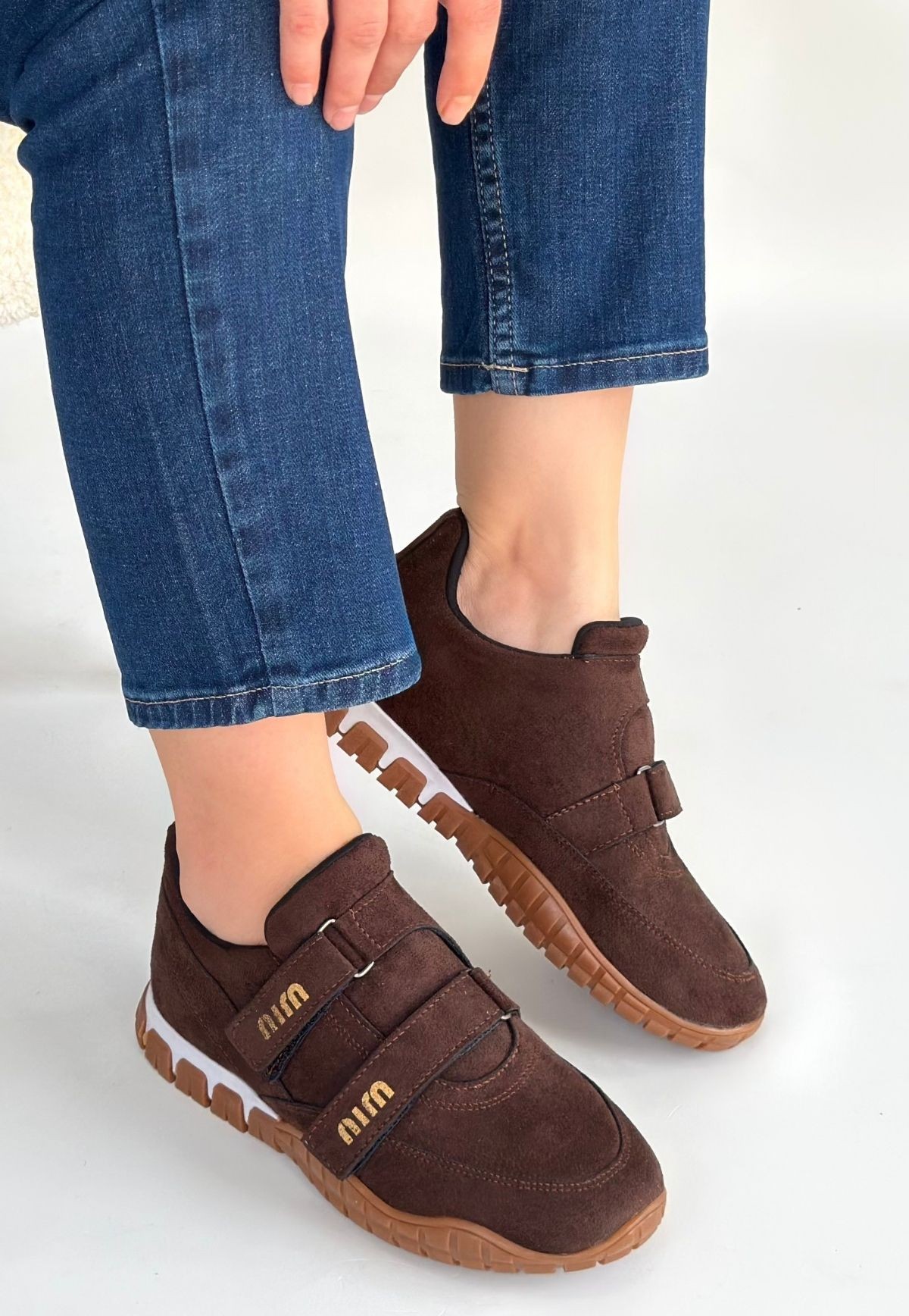 Tunga Kahverengi Süet Cırt Cırtlı Spor Ayakkabı - Lisinya