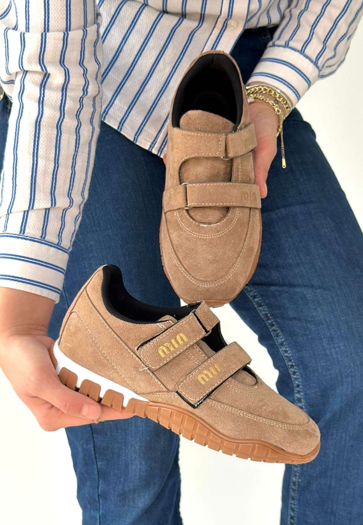 Tunga Bej Süet Cırt Cırtlı Spor Ayakkabı - Lisinya